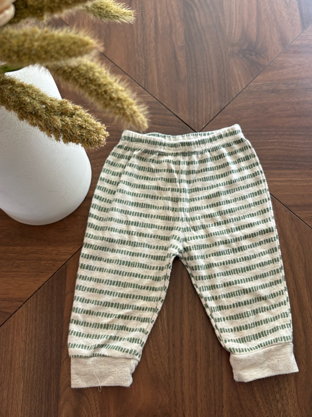 Striped Green & Cream Baby Jogger Pants